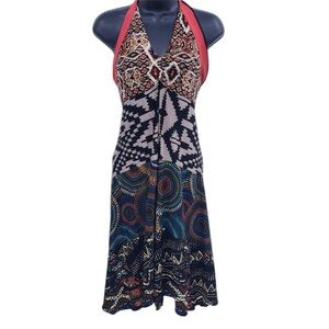 Autumn Teneyl Colorful Print Halter Dress